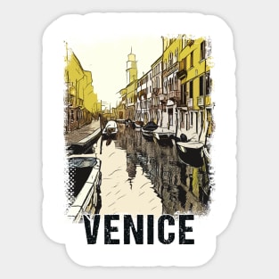 Venice City Streets Vintage Travel Poster Series grunge edition 03 Sticker